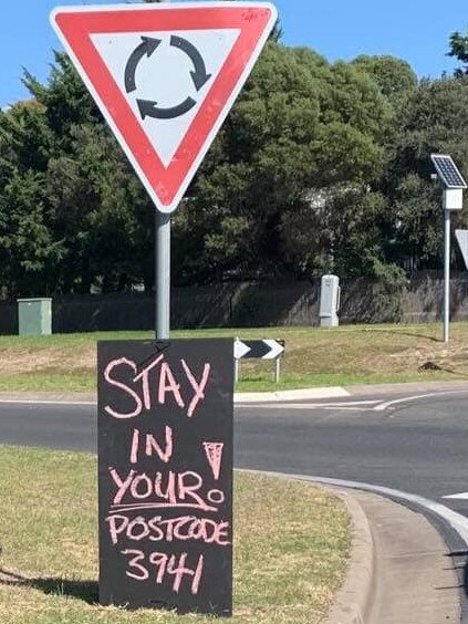 A sign telling people to stay out of the Mornington Peninsula.