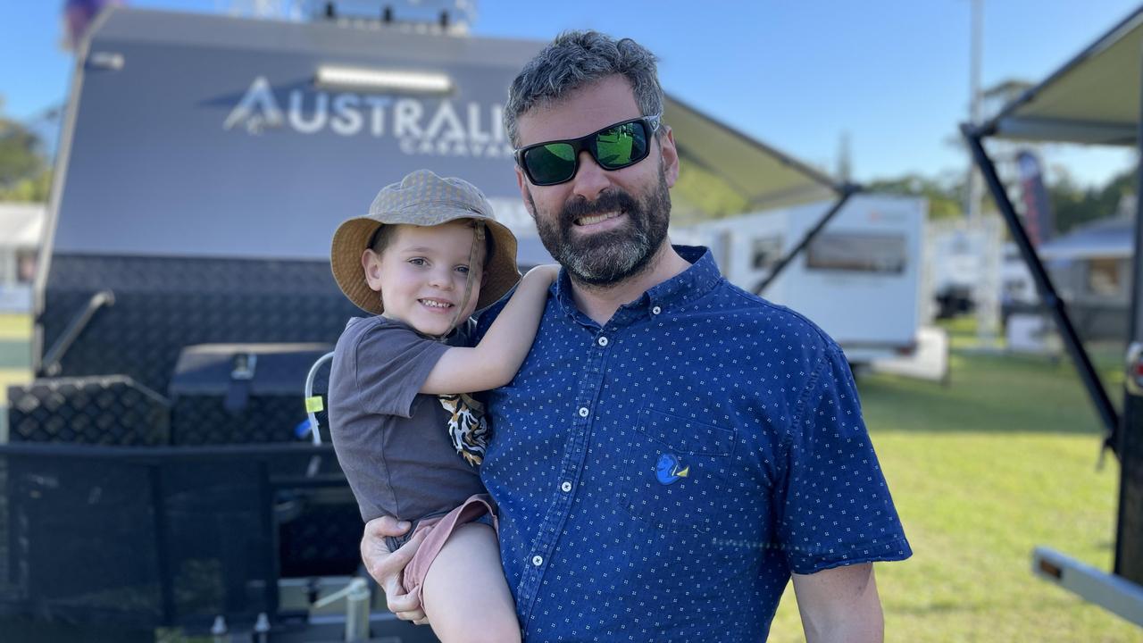 Lachlan O'Sullivan, right, holding Hugo O'Sullivan. Picture: Asa Andersen.