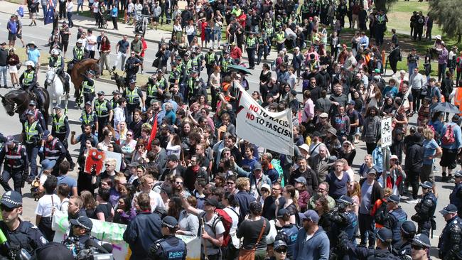 Protesters spill on to St Kilda Esplanade in Melbourne. Picture: David Crosling/AAP