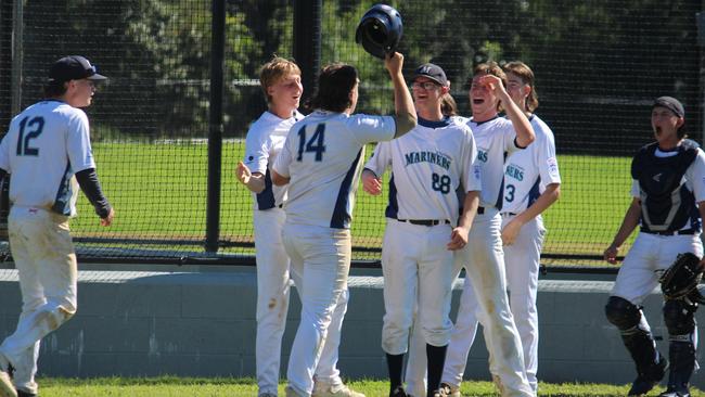 MIGHTY MARINERS: On Day 3 of the Australian Senior League Championships at Albert Park, Lismore, the Mariners celebrateD after they punched their semi-final ticket with a 6-5 win over Adelaide Armada.