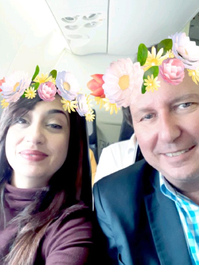 John Rohde and Bita on a domestic Australian flight in November 2016.