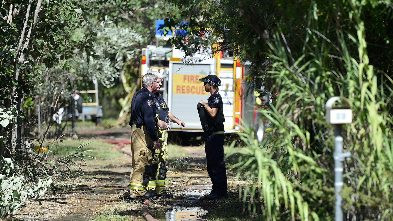 An old weatherboard house has been extensively damaged after flames engulfed the building. The fire on Mystic Ave, Balgal Beach, was the second house fire in Townsville in less than 48 hours. PICTURE: MATT TAYLOR.