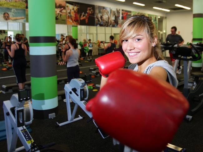 Finesse model Milena works out doing boxing exercise in The Advertiser gym room.