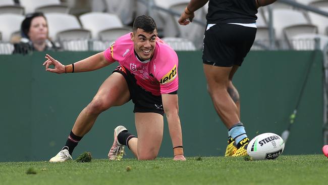 Charlie Staines scored four tries on debut for the Panthers. Picture: Phil Hillyard