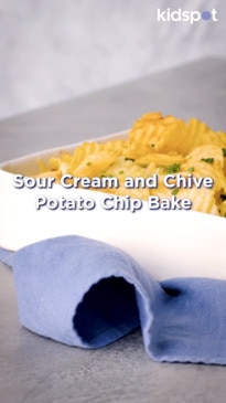 Sour cream and chive potato chip bake