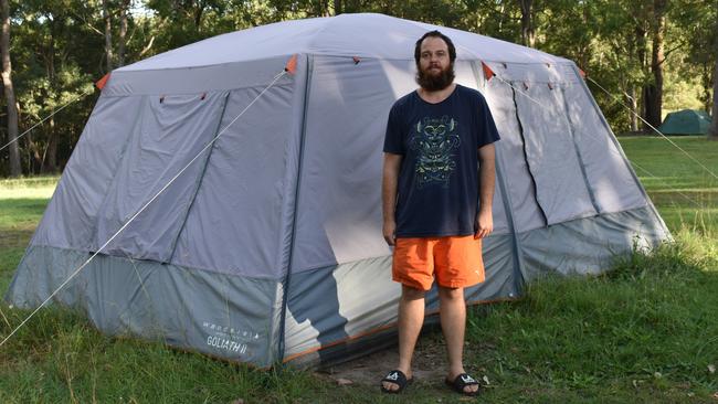 Jackson Cochrane (pictured) has been living in a tent as a result of the rental crisis, and moved along from location to location while trying to get a roof over his head. Photo: Jorina Maureschat