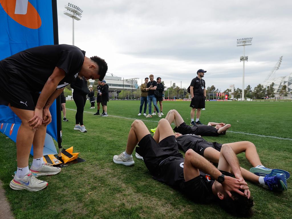 Draft prospects were knackered after completing the 2km time trial. Picture: Getty Images