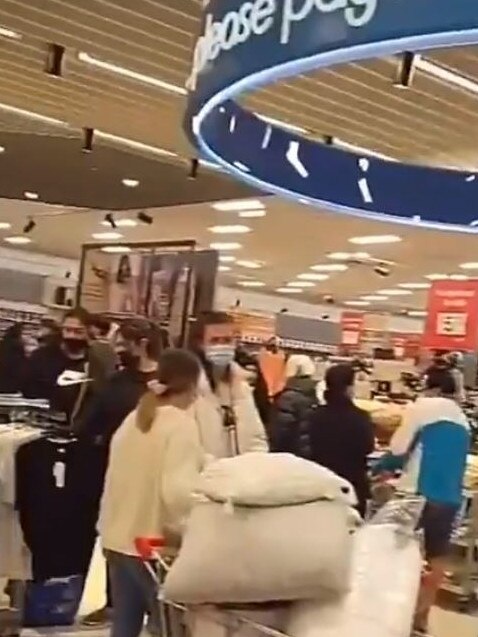 Shoppers flocked to Kmart in Campbellfield just after midnight to celebrate Melbourne's reopening. Picture: Snapchat