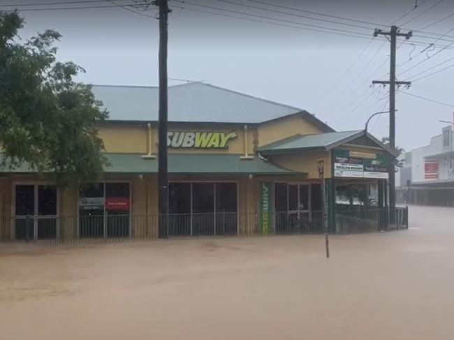 The Murwillumbah CBD covered in flood water on February 28, 2022. Picture: Geoffwhite.photography