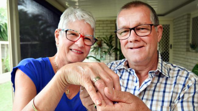 Glenda and Phillip O'Brien with the ring that was lost for 46 years. Picture: Alistair Brightman