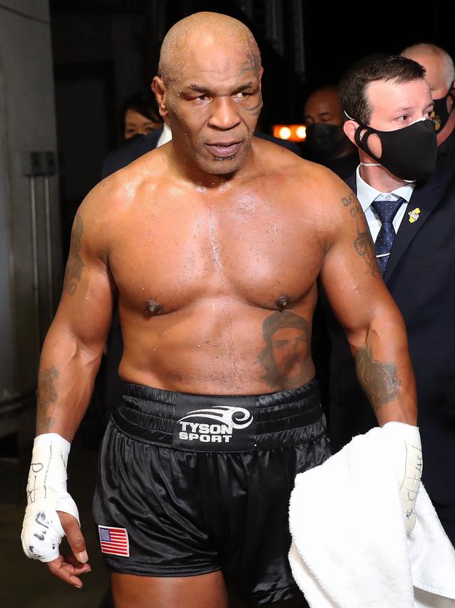 Tyson after his 2020 fight with Roy Jones Jr. (Photo Joe Scarnici/AFP)