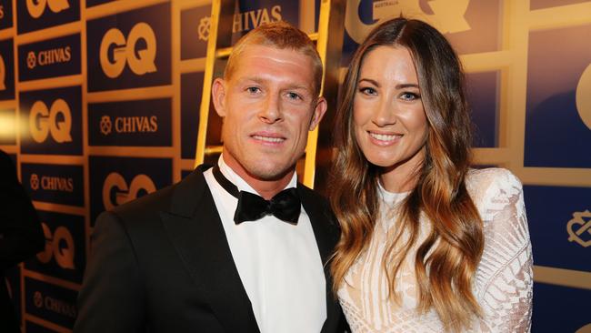 Mick Fanning and his wife Karissa Dalton, GQ Man of the Year red carpet at Ivy, picture Craig Greenhill