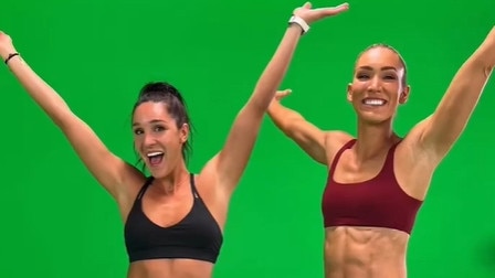 Kayla Itsines and Cass Olholm appeared in Sweat’s videos together as late as December 2022. Now, Sweat wants Ms Olholm’s business dreams stopped. Picture: Instagram