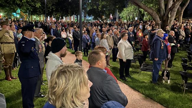 Ipswich Anzac Day Dawn Service at Honour Stone in the RSL Memorial Gardens 2022. Picture: Jessica Baker