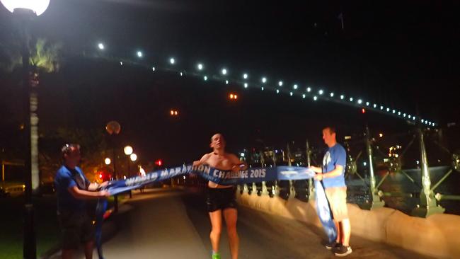 David crossed the finish line in Sydney a world champion, after seven days of running around the world.