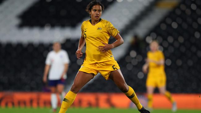 Mary Fowler in action for the Matildas against England in London last month. Picture: Getty Images