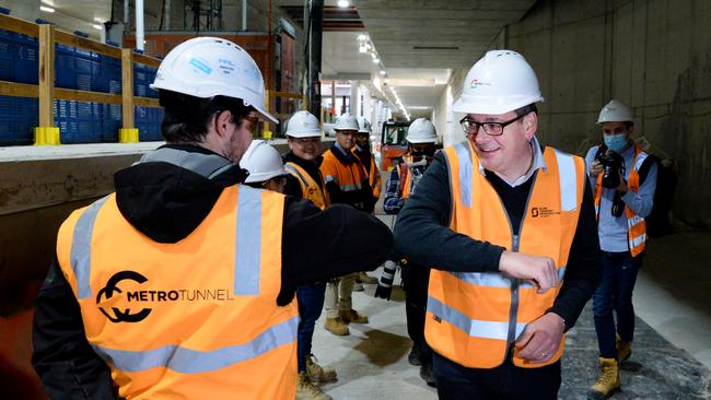 Daniel Andrews has returned to work after suffering a serious spinal injury in March. Picture: NCA NewsWire/Andrew Henshaw