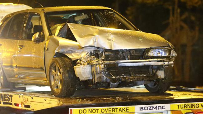 A car is towed away after crashing into a house in Ramsgate. Picture: Steve Tyson