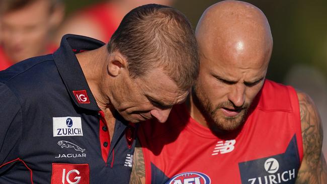 Nathan Jones had a long think about his future after talking to Simon Goodwin. Picture: AAP Images