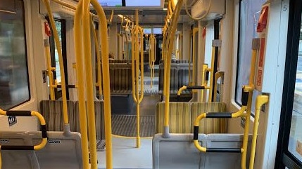 An empty tram on the Gold Coast during the city's three-day lockdown. Picture: Ryan Keen