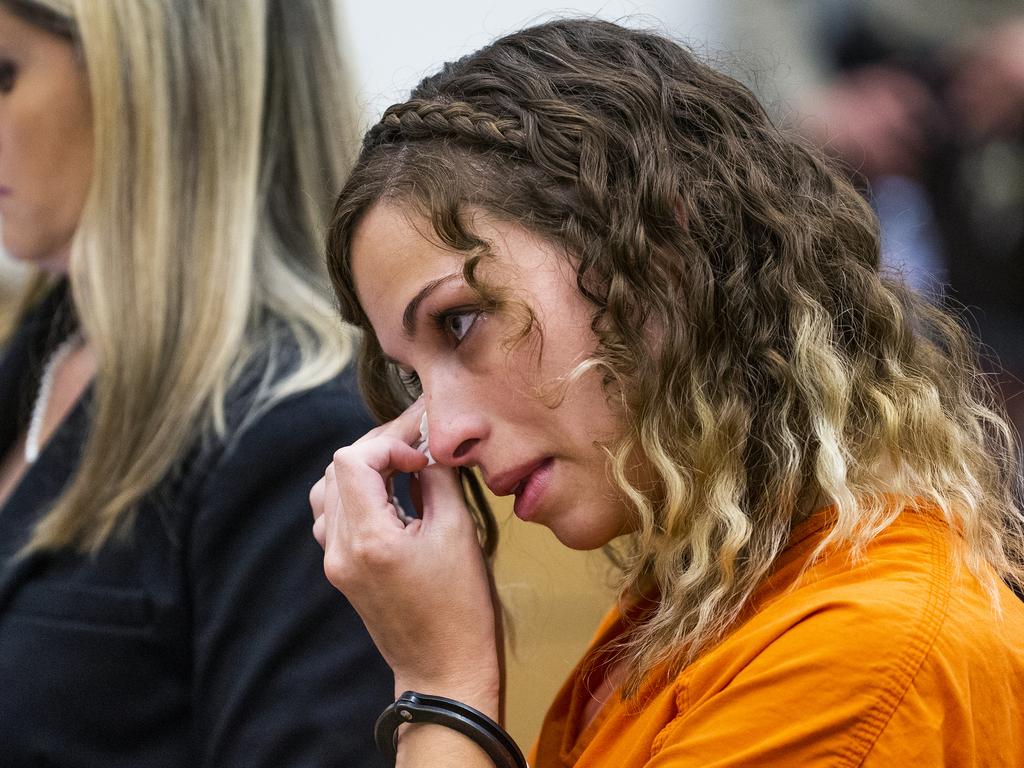 Brittany Zamora wipes away a tear after being sentenced to 20 years in prison. Photo: Tom Tingle