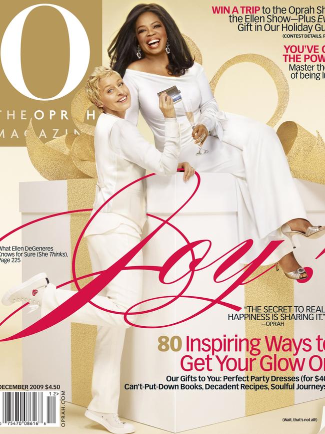 The O Magazine cover in 2009 featuring the two talk show hosts. Picture: The Oprah Magazine