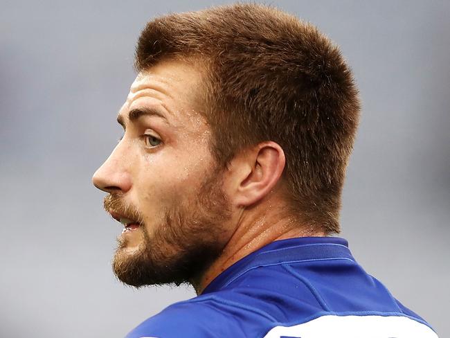 SYDNEY, NEW SOUTH WALES - MAY 27:  Kieran Foran of the Bulldogs watches on  during the round 12 NRL match between the Wests Tigers and the Canterbury Bulldogs at ANZ Stadium on May 27, 2018 in Sydney, Australia.  (Photo by Mark Kolbe/Getty Images)