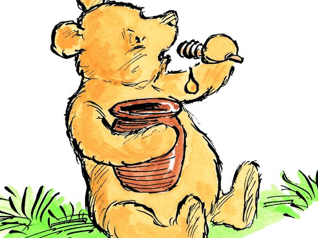 Winnie the pooh - return to hundred acre wood. Winnie eating honey from a pot.