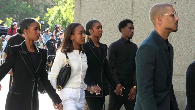 Quincy Brown (right), stepson of Sean Combs, and King Combs (second right), Combs’ son, were there to support the music mogul. Picture: Timothy A. Clary/AFP