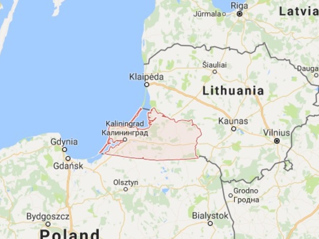 The UK plane was flying close to the Russian exclave of Kaliningrad when its signals were jammed. Picture: Google Maps