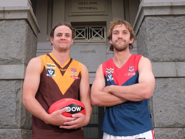 . Mitch McGuire (Drysdale) and Will Foott (Portarlington) Picture: Mark Wilson