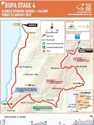 The route for the Bupa Challenge Tour Stage 4 of next year's 2015 Santos Tour Down Under.