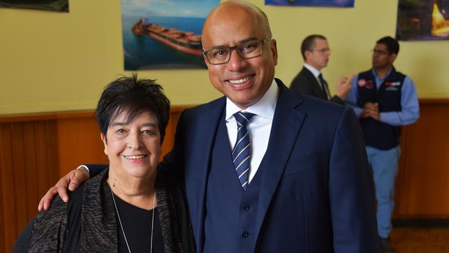 GFG Alliance's Sanjeev Gupta pictured with Whyalla Mayor Lyn Breuer during his visit to Whyalla on July 17, 2017.