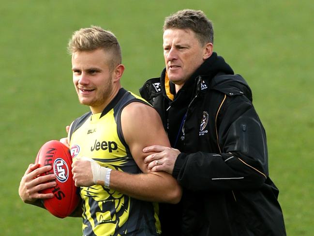 Brandon Ellis and Damien Hardwick at Richmond in 2015. Picture: Hamish Blair