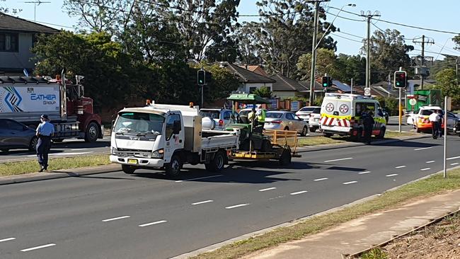 A Penrith Council truck was involved in a crash where a nine-year-old girl at the corner Boomerang Place and Richmond Road, Cambridge Gardens. Picture: Joel Erickson