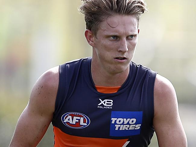 SYDNEY, AUSTRALIA - FEBRUARY 27:  Lachie Whitfield of the Giants trains  during a Greater Western Sydney Giants AFL training session at the Westconnex Centre on February 27, 2019 in Sydney, Australia. (Photo by Ryan Pierse/Getty Images)