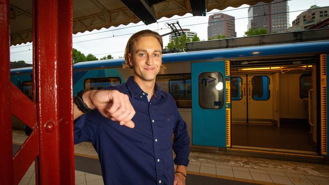 Jon Diplaris catches the Cranbourne line daily and says late trains were impacting his work. Picture: Mark Stewart