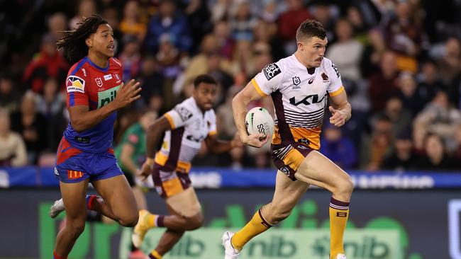 Not long ago Corey Oates was on the outer at Brisbane, now Kevvie says he’ll fight to keep the star winger. Picture: Getty Images.