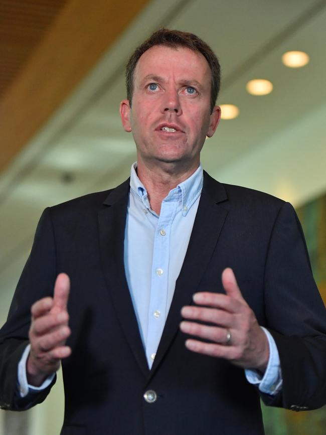 Minister for Education Dan Tehan speaking at Parliament House in Canberra last week. Picture: Mick Tsikas/AAP