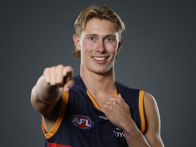 MELBOURNE, AUSTRALIA - NOVEMBER 20: Sid Draper of the Crows poses for a photograph during the 2024 AFL Draft at Marvel Stadium on November 20, 2024 in Melbourne, Australia. (Photo by Daniel Pockett/Getty Images)