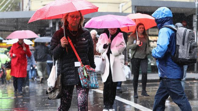 High winds and rain have lashed Melbourne due to an icy cold front. Picture: Getty