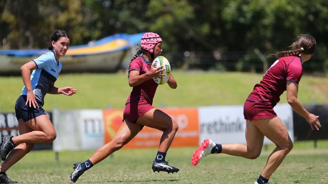 Amahli Hala runs the ball during a recent sevens event in Sydney. Pic: Jeremy Ng