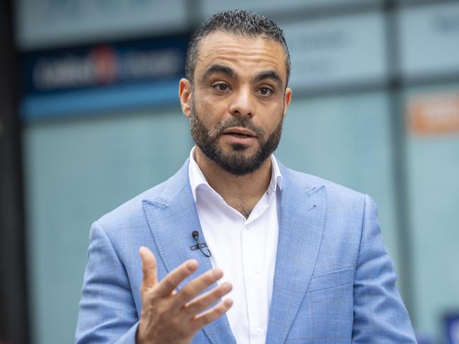 SYDNEY, AUSTRALIA. NewsWire Photos.October 22, 2024.Pharmacist and candidate for the seat of Blaxland Ahmed Ouf, talks with media in Auburn. Picture: NewsWire /Jeremy Piper