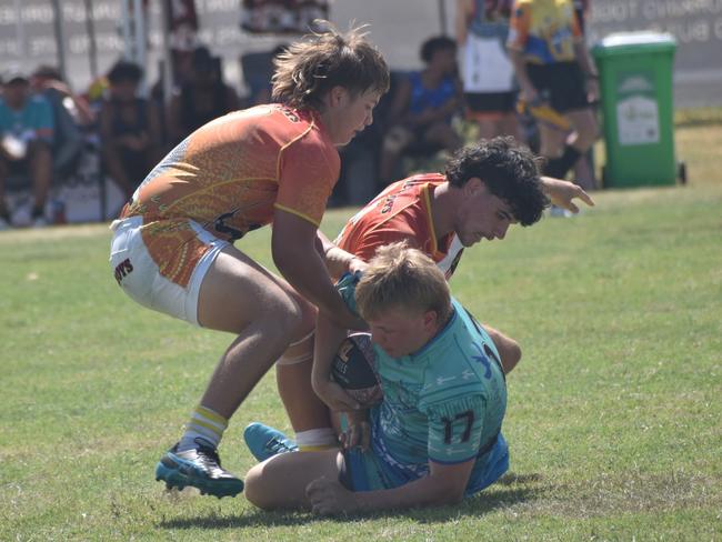 Warba Wangarunya Rugby League Carnival, under-17 boys, Black Boys versus Masada Iosefa and Gary Field Memorial, Saleyards Park, Rockhampton, January 19, 2024.