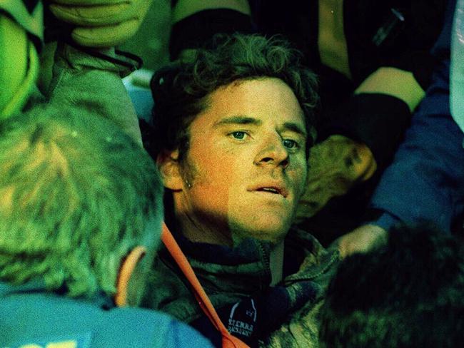 Supplied pic from ambulance public relations of Stuart Diver as he is lifted from the rubble at Thredbo. He had been trapped under the landslide for over 65 hours. 2/08/1997.