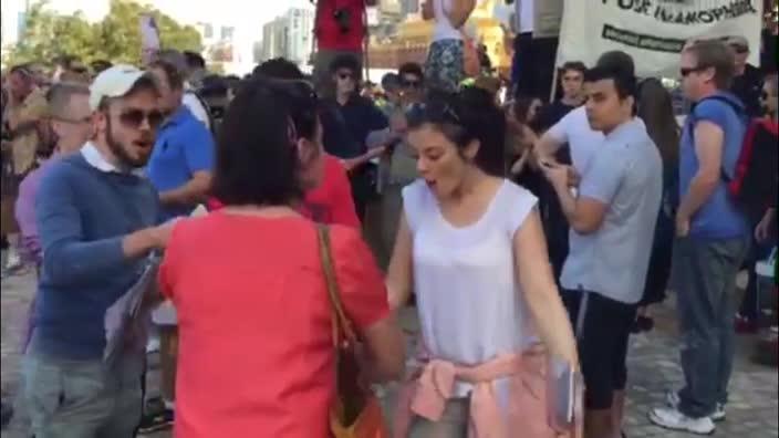 Protesters clash at Federation Square rally