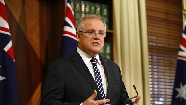 Scott Morrison in Melbourne today. Picture: Daniel Pockett/Getty