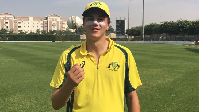 New Geelong draftee Jordan Clark after taking a hat-trick against Pakistan.