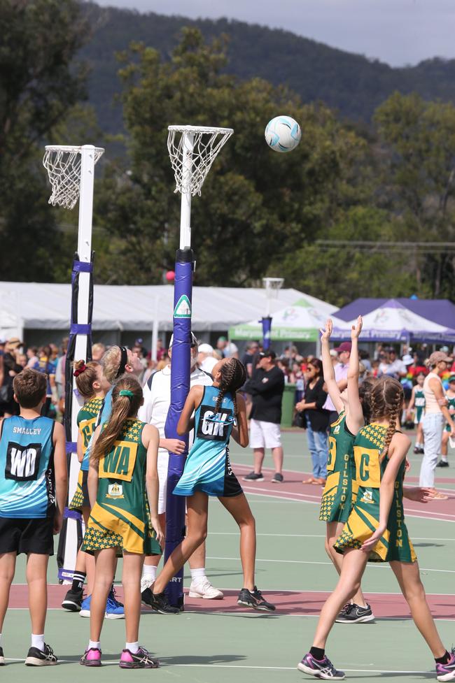 The Netball Qld Primary Schools Cup grand finals are being held at the Hinterland District Netball Association at Mudgeeraba. Picture: Mike Batterham.