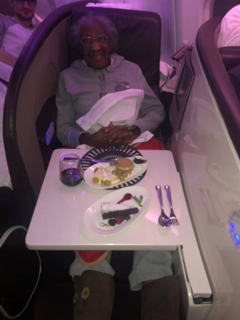 Violet enjoying the first class experience. Picture: Leah Amy